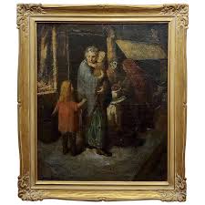 Claude Buck -1940s Stranded Family with children-Regionalist Oil . For Sale at Ruby Lane