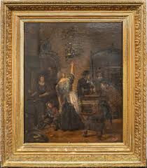 Lot - After Jan Steen, (Dutch Late 19th Century), De Papegaaie Kooi, Oil on Canvas, 20 1/4 x 16 in. (51.4 x 40.6 cm.), Frame: 26 1/4 x 22 1/4 in. (66.7 x 56.5 cm.)