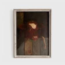 The Family Cow C. 1869 | William Chase Wall Art | Vintage Calf Wall Art | Baby Farm Animal Wall Art | Neutral Wall Art | Fine Art Print - Etsy