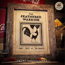 Vintage Rooster Art Print: Feathered Warrior Magazine Cover ...