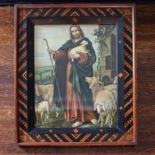 Italian Good Shepherd Print in Exquisitely-Crafted Marquetry Frame – LEO Design, Ltd.