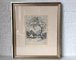 Vintage Framed Hans Figura Aquatint Etching in Color ...