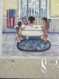 Mishell Swartwout Framed Picture Signed Print Wall Art 3 Helpers Fairy Bathtub | eBay