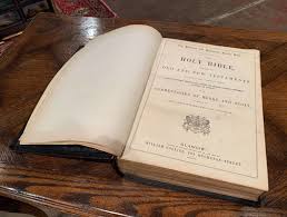 19th Century Scottish Leather-Bound and Tooling Holy Family Bible, Dated 1860 at 1stDibs | 1860 bible, 19th century bible, holy bible masson