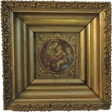 Similar Items to Florentine Madonna and Child Religious Print in Deep Gold Gilt Frame