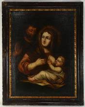 Sold at Auction: The Holy Family Renaissance Style Painting