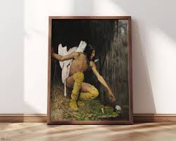 Indian and the Lily | Framed Print | George De Forest Brush, 1887 | Native American Art, American Print, Western Art Print - Etsy Australia