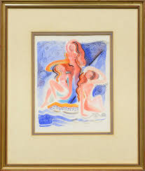Lot - Walter Battiss (SA 1906 - 1982) Watercolour, "Bathing ...