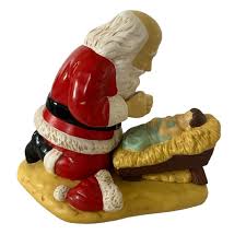 Art | Vintage Kneeling Santa And Baby Jesus Roman Inc 1992 ...