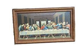 Vintage MCM Framed Paint-by-Numbers Jesus Christ Last Supper Painting 34" x 19" | eBay
