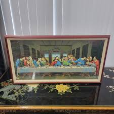 Vintage Last Supper Framed Art Wall Hanging Religious Jesus ...