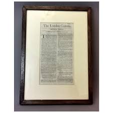 Antique 17th century newspaper, framed. For Sale at Ruby Lane