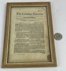Sold at Auction: Authentic Antique March 19 - 23, 1727 The London Gazette Front Page (His Majesty King George II, Etc..) FRAMED