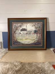 Colonial Church Scene Watercolor Print Wall Art 24” X 20 ...