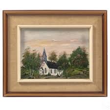 S. Gatelaro White Cathedral Landscape Oil Painting
