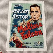 The Maltese Falcon Humphrey Bogart Wesco-Reltex MOVIE POSTER 1982 Fabric 22x29” | eBay