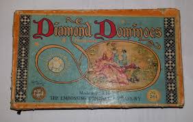 Rare Vtg Embossing Company Diamond Dominoes Unique Game ...