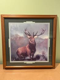 Antique Monarch Of Glen Stag Picture In Wooden Frame