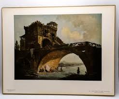 Mid Century Hubert Robert the Old Bridge Wall Plaque Ponte ...