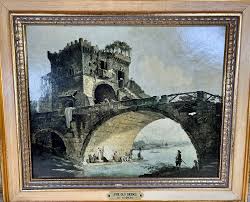 Vintage Framed Art: Hubert Robert 'the Old Bridge ...