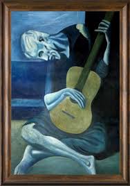 The Old Guitarist 1903 Preframed by Pablo Picasso - Modena Vintage 24" X 36"