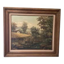 Vintage Oil Painting of Landscape Rural Scene Artist Signed ...