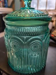 The Pioneer Woman Adeline Glass Cookie Jar, Turquoise - Etsy