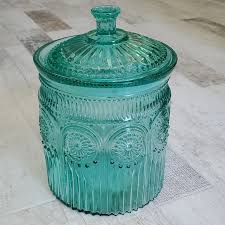 The Pioneer Woman | Kitchen | The Pioneer Woman Vintage Style Teal Glass Cookie Jar With Lid | Poshmark