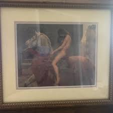 Lady Godiva Painting by John Collier 17x19 brown frame double-matted | eBay