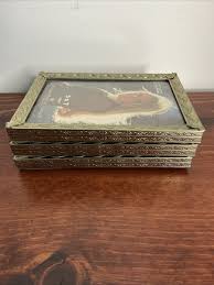 Lot Of 3 Vintage Footed Brass Gold Metal Picture Photo Frame ...