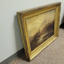 Antique Framed English Oil Painting of a Mill in Winter ...