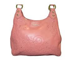 Coach Ashley Pink Leather Laser Cut Eyelet Triple ...