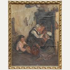 Late 19th Century Oil - Gathered Around the Fire Original ...