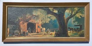 The Smithy, Print of Painting by Paul Detlefsen, 1966. Framed 29.5" X 66" - Etsy Ireland