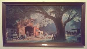 Vintage Paul Detlefsen "The Smithy" Framed Printed Painting 48"x24" Wide Detail | #470683528