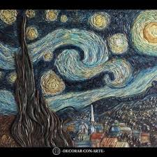 Starry Night. Alabaster Bas-relief. Van Gogh Impressionist ...