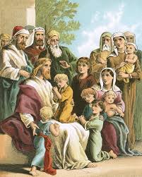 Jesus blessing little children by English School