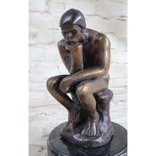 The Thinker Thinking Man By Auguste Rodin Bronze Desktop ...