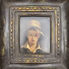 Vintage Ornate Plaster Framed Art Boy With Torn Hat Chalkware Frame | eBay