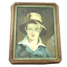 Vintage Framed Print, Portrait, The Torn Hat, Thomas Sully, Young Boy,. For Sale at Ruby Lane