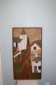 VTG THEODORE DEGROOT Lath Art Primitive Wood folk art Rustic-Church 17x31 | #526612725