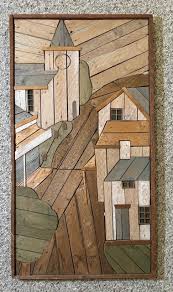 VTG 70'S THEODORE DEGROOT LATH ART PRIMITIVE WOOD FOLK ART RUSTIC-CHURCH 17X31 $184.99 - PicClick