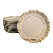 12 Antique Limoges Salad or Dessert Plates Roses With Gold ...