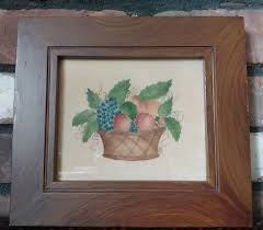 Framed Folk Art Signed Hand Painted Stencil Painting ...