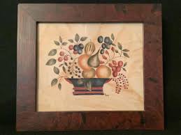 Lot - Framed Handpainted Theorem titled "Fruit Basket" by ...
