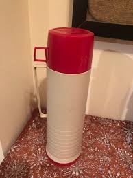 Vintage Thermos Cream and Red With Glass Insides - Etsy