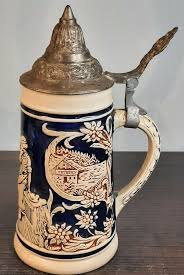 Vintage German Beer Stein With Pewter Lid Story Lady, Man & Dog DGBM | eBay