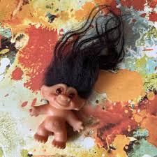 Vintage Troll Doll 2.5" 64 Dam Original Glass Eyes Black/brown Hair - Etsy Denmark