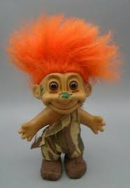 Vintage Russ 5" Troll Orange Hair in Camo One Shoulder Jumpsuit | eBay