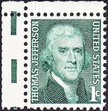 US EFO Stamp Scott #1278 with Gutter Snipe - 1 Cent Green Thomas Jefferson Issue | eBay